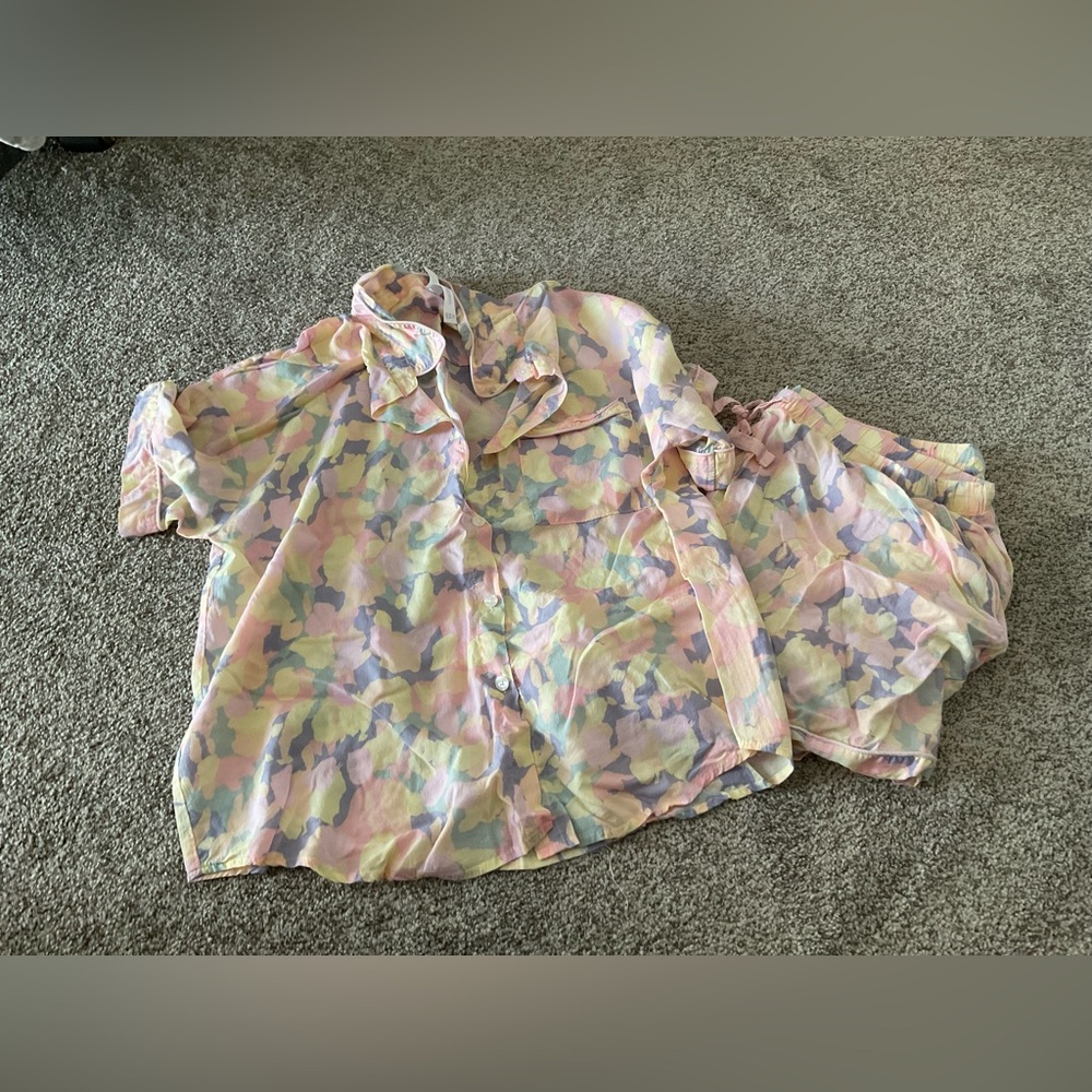 Pastel Camouflage Shirt and Shorts Set